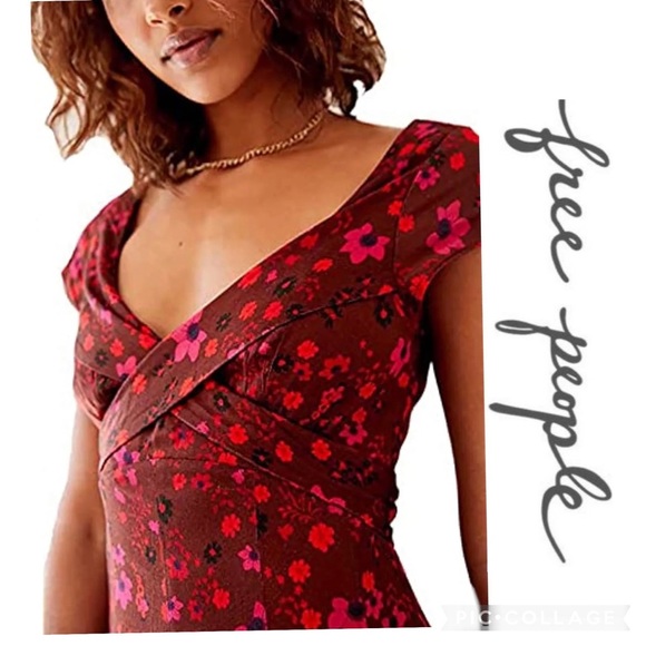 Free People “It Takes Two” Wrap Dress in Plum Combo Mini Dress (M) - Picture 4 of 11